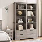 72" hohes Bücherregal mit 4 Schubladen, freistehendes Bauernhaus-Regal für Schlafzimmer, Wohnzimmer, Heimbüro