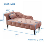 Moderne 60.6 Samt gepolsterte Knöpfe getuftete Chaiselongue mit Massivholzbeinen und Ziernägeln