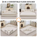 4-in-1 Schlafsofa, 79" rahmenloses Cord-Klappbodenbett mit Kissen, keine Montage erforderlich, Zweisitzer für kleine Wohnungen
