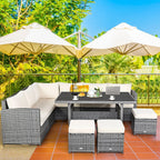 Costway 7-teiliges Terrassen-Essgruppe Rattan-Sofa Couch Ottomane – Details ansehen