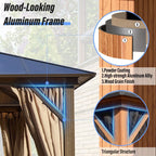 EROMMY Hardtop-Pavillon, Outdoor-Pergola mit Doppeldach & Netzen & Vorhängen, Hochleistungs-Canopy für Terrasse, Garten, Poolparty