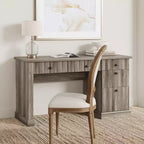 Geriffelter Home-Office-Schreibtisch mit Stauraum, 137 cm moderner Chefschreibtisch mit Ladestation, Computer-Schreibtisch aus Holz mit Aktenschubladen für das Arbeitszimmer