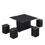 Multifunktionaler moderner Couchtisch mit Hebefunktion, verstecktem Stauraum, 4 Hockern und Rollen, perfekt für moderne Wohnbereiche