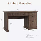 Geriffelter Home-Office-Schreibtisch mit Stauraum, 137 cm moderner Chefschreibtisch mit Ladestation, Computer-Schreibtisch aus Holz mit Aktenschubladen für das Arbeitszimmer