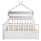 ModernLuxe Hausbett aus Holz für Zwillinge/Standardgröße mit Stauraum-Kopfteil, Kinderbettgestell aus massivem Kiefernholz mit Rausfallschutz