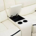 MAYEERTY Elektrischer Relax-Zweisitzer, atmungsaktiver Leder-Liegesessel mit 2 Sitzen, Stauraum und Getränkehaltern für das Wohnzimmer, Weiß