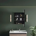 Schwarzer / Weißer / Goldener LED-Spiegelschrank, einzelne Tür, links- oder rechts angeschlagen, Einbau- oder Wandmontage