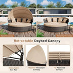 Nuon 4-teilige/5-teilige Outdoor-Garten-Sitzgruppe, Rattan-Tagesbett-Set mit Überdachung von Havenside Home