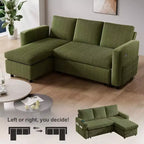 Dyonery 2-in-1 Schlafsofa ausziehbar mit Stauraum-Recamiere, Cord-Ecksofa mit USB-Anschlüssen für das Wohnzimmer