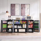 Küchenbuffet Anrichte mit 4 Türen und Regalen, modernes großes Sideboard Buffet Aufbewahrungsschrank, 66 Kaffeebar-Aufbewahrungsschrank