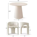 Kleines Essgruppe für 2 Personen, beige gepolsterte Stühle, runder Esstisch mit Säulenfuß, kompakte moderne Küchenmöbel-Panipeachy