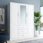 Palace Imports 100% Massivholz Cosmo Kleiderschrank mit 3 Türen mit Massivholz- oder Spiegeltüren