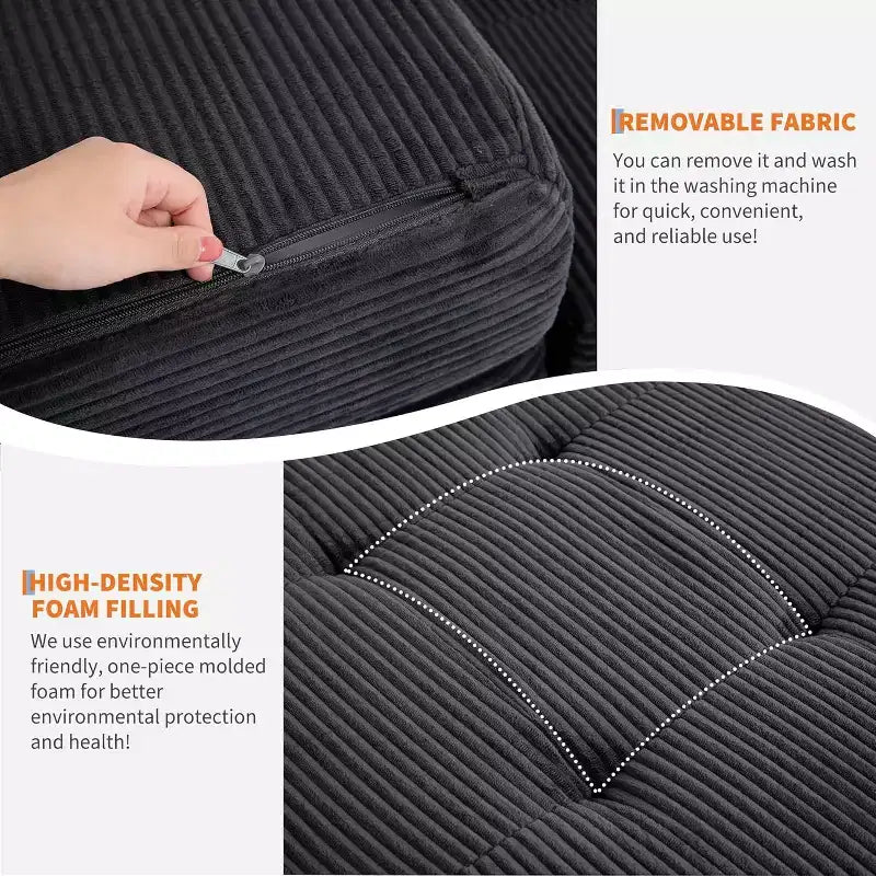 SunnyFurn 6 Zoll Dreifach-Klappmatratze Schlafsofa, 75x54,3 Schaumstoff-Gästebett mit getuftetem Cordbezug, tragbar für Camping, Wohnzimmer, Schlafzimmer