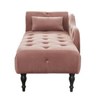 Moderne 60.6 Samt gepolsterte Knöpfe getuftete Chaiselongue mit Massivholzbeinen und Ziernägeln