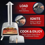 Multi-Brennstoff Outdoor Pizzaofen Steinbackofen mit Gasbrenner & Holzfach - 30 cm