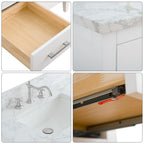 Vanity Art 72 Zoll Badezimmer-Waschtischunterschrank mit Doppelwaschbecken und Kunstmarmorplatte