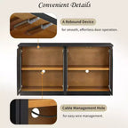 Großes 4-türiges Sideboard mit Glastüren, gewölbtes Sideboard mit verstellbaren Einlegeböden für die Küche