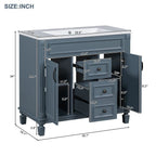 Moderner 36'' Badschrank mit Aufsatzwaschbecken und Spiegelschrank, 2 Türen und 2 Schubladen