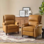 2er-Set Elisabete Modern Wingback Echtleder-Liegesessel mit Vintage-Nagelkopfleiste für Wohn- und Schlafzimmer | ART OF LIVING DESIGNS