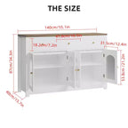 55 Zoll großer Vorratsschrank, schmales Buffet-Sideboard mit 3 Schubladen und 4 Türen für Küche, Esszimmer, Wohnzimmer