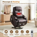 Bestier 34,6'' elektrischer Aufstehsessel mit Massage und Heizfunktion, Relaxsessel aus Kunstleder mit Seitentaschen und Getränkehaltern