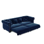 Whisen Velvet 3-in-1 Schlafsofa und wandelbares Schlafsofa im Kingsize-Format mit ausziehbarem Ottomane, getuftetem Design