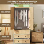 COZONY Kleiderschrank mit 3 Schubladen und 2 Türen, moderner Holzschrank für Schlafzimmer, robuster weißer Stehschrank