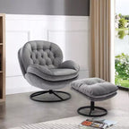 Okak Samt-Akzentsessel mit Ottoman, moderner Armloser Sessel im Mid-Century Stil für das Wohnzimmer, weicher bequemer Sessel zum Fernsehen, Gaming
