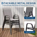 Terrassenstühle, stapelbare Outdoor-Esszimmerstühle, 4er-/6er-Set, wetterfeste, leichte Textilene-Outdoor-Stühle mit Armlehnen für Garten und Pool