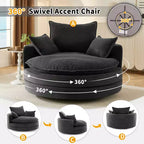 360° drehbarer Loungesessel, drehbarer runder Fass-Sessel mit Kissen für das Wohnzimmer