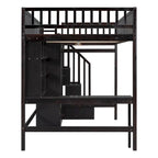 Kiefer-Hochbett mit Schreibtisch und Stauraum
