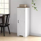 HOMCOM Bauernschrank mit verstellbarem Regal, Einzeltür-Akzentschrank für Wohnzimmer, Bodenspeisekammer, Weiß
