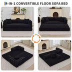 4-in-1 Schlafsofa, 79" rahmenloses Cord-Klappbodenbett mit Kissen, keine Montage erforderlich, Zweisitzer für kleine Wohnungen