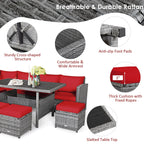 Costway 7-teiliges Terrassen-Essgruppe Rattan-Sofa Couch Ottomane – Details ansehen