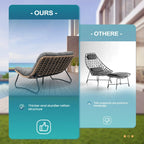 Doppelsessel Papasan mit Kissen, wetterfestes PE-Rattan und Metallrahmen für Innen- und Außenbereich