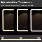 Schwarzer / Weißer / Goldener LED-Spiegelschrank, einzelne Tür, links- oder rechts angeschlagen, Einbau- oder Wandmontage