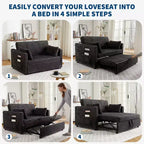 55 Convertible Schlafsofa mit ausziehbarer Fußstütze & verstellbarer Rückenlehne, platzsparendes Sofa für kleine Wohnungen