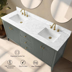 Vanity Art 72 Zoll Badezimmer-Waschtischunterschrank mit Doppelwaschbecken und Kunstmarmorplatte