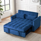 Modernes Schlafsofa zum Ausziehen, 3-in-1 Schlafsofa mit verstellbarer Rückenlehne, Samt-Zweisitzer, Kissen & Seitentaschen