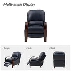 Alex Mid-Century Modern Zigarren-Sessel aus echtem Leder mit manueller Relaxfunktion und geschwungenen Holzarmlehnen