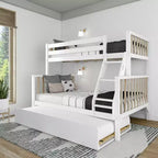 Max & Lily Etagenbett, Twin über Full, mit Ausziehbett, Massivholz Etagenbetten im skandinavischen Stil für Kinder