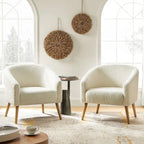 Sheila Moderner 30 W Bouclé-Sessel mit Massivholzbeinen, 2er-Set von HULALA HOME