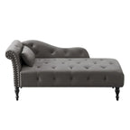 Moderne 60.6 Samt gepolsterte Knöpfe getuftete Chaiselongue mit Massivholzbeinen und Ziernägeln