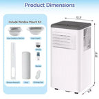 Flarhetoric Mobile Klimaanlagen, 10000 BTU Kühlen/Ventilator/Entfeuchten 3-IN-1 Mobiles Klimagerät für Räume bis 52 m², Geräte für geräuscharme Zimmer