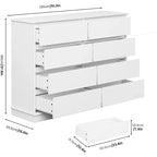 8-Schubladen-Aufbewahrungsschrank, Kommode mit tiefen Schubladen, großer breiter Schrank für Wohnzimmer, Flur, Kinderzimmer