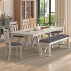 VECELO Esszimmerstühle aus Massivholz mit Leinenstoffbezug, Esszimmerstühle 2er/4er/6er Set