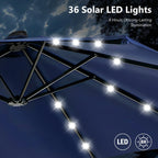 MAISON ARTS 4,5 m rechteckiger Kurbel-Doppelseiten-Sonnenschirm für den Außenbereich, solarbetriebener LED-Terrassenschirm mit Sockel