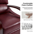 Alex Mid-Century Modern Zigarren-Sessel aus echtem Leder mit manueller Relaxfunktion und geschwungenen Holzarmlehnen