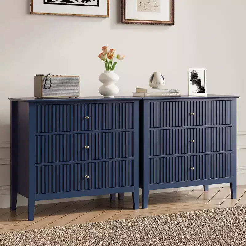 Heynemo Kommode mit 3 Schubladen, lackiert, 76 cm hoher Holz-Nachttisch mit Stauraum, breite moderne Kommode mit Kugelauszug