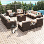 13-teiliges Gartenmöbel-Set mit Feuertisch